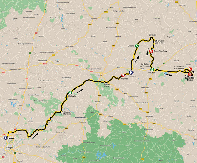 Tour du Limousin stage one map